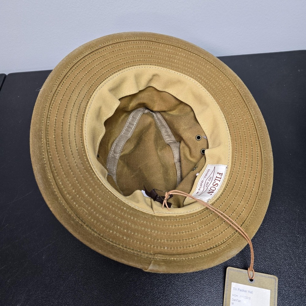Filson Hat Mens M Brown Tin Packer Boonie Wide Brim Canvas Made USA Outdoors NEW - Picture 7 of 9